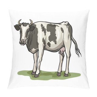 Personality  Breeding Cow. Animal Husbandry. Livestock Vector Illustration On A White Pillow Covers