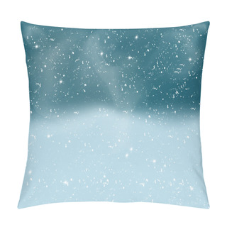 Personality  Winter Landscape With Falling White Snow. Christmas Background Pillow Covers
