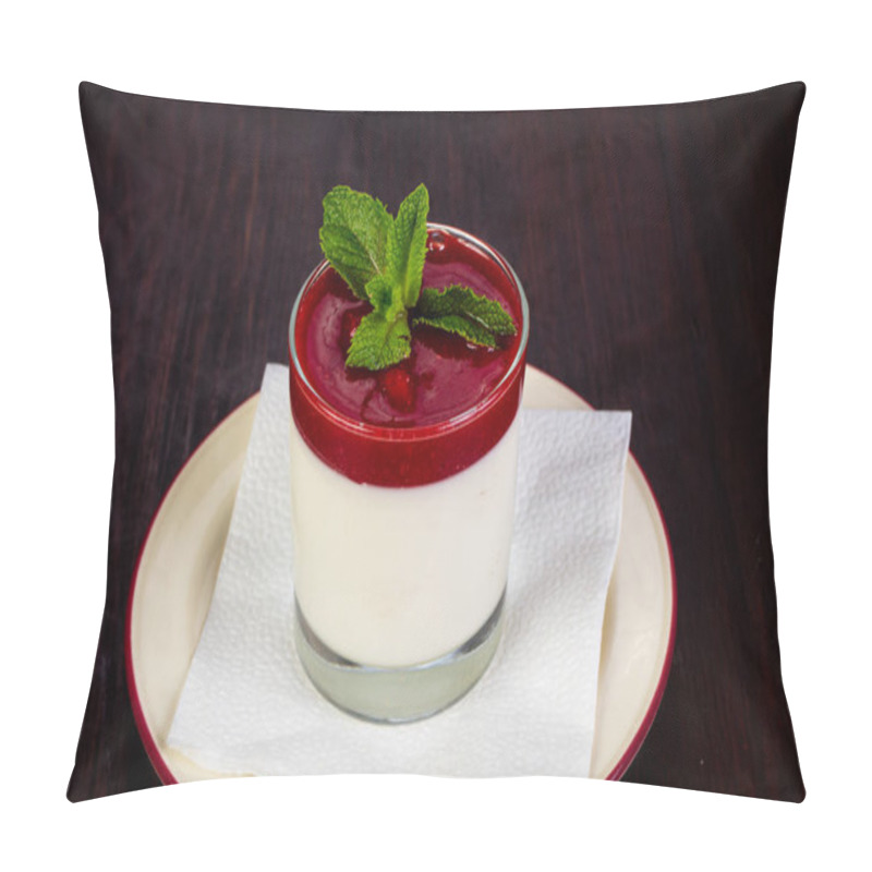 Personality  Panacotta dessert served mint leaves pillow covers