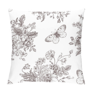 Personality  Seamless  Pattern  Flowers And Butterflies. Pillow Covers