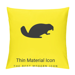 Personality  Beaver Facing Right Minimal Bright Yellow Material Icon Pillow Covers