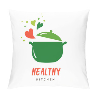 Personality  Food Love, Cooking Logo And Branding. Healthy, Vegan And Vegetarian Food Concept Design Pillow Covers
