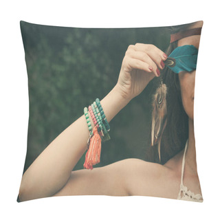 Personality  Bohemian Style Girl Portrait Pillow Covers