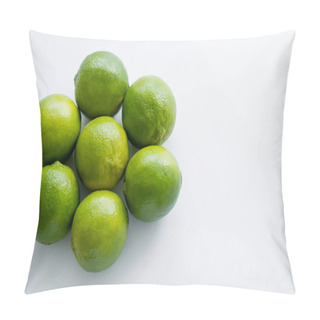Personality  Top View Of Round Limes On White Background  Pillow Covers