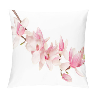 Personality  Magnolia Pink Flower, Spring Branch On White Pillow Covers