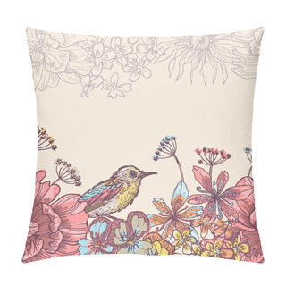 Personality  Garden Flowers And Birds Horizontal Seamless Ribbon Pillow Covers