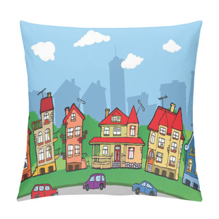 Personality  Small Cartoon City Pillow Covers