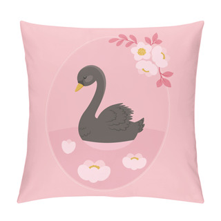 Personality  Black Swan Swimming In Floral Lake Pillow Covers