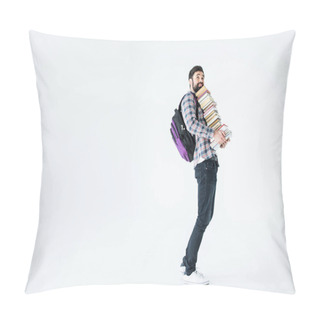Personality  Student With Pile Of Books Pillow Covers