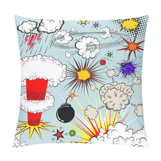 Personality  Vector Comic Book Explosion Elements For Your Design. Cartoon Symbols. Pillow Covers