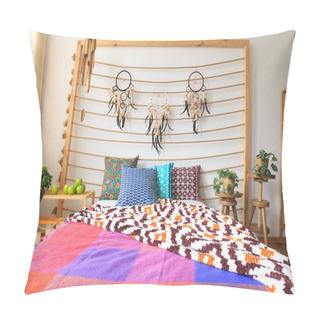 Personality  Bed With Ethnic Decorations Pillow Covers