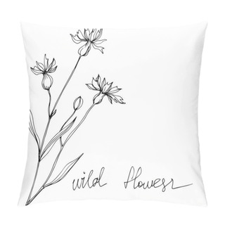 Personality  Vector Wildflowers Floral Botanical Flowers. Black And White Engraved Ink Art. Isolated Flowers Illustration Element. Pillow Covers
