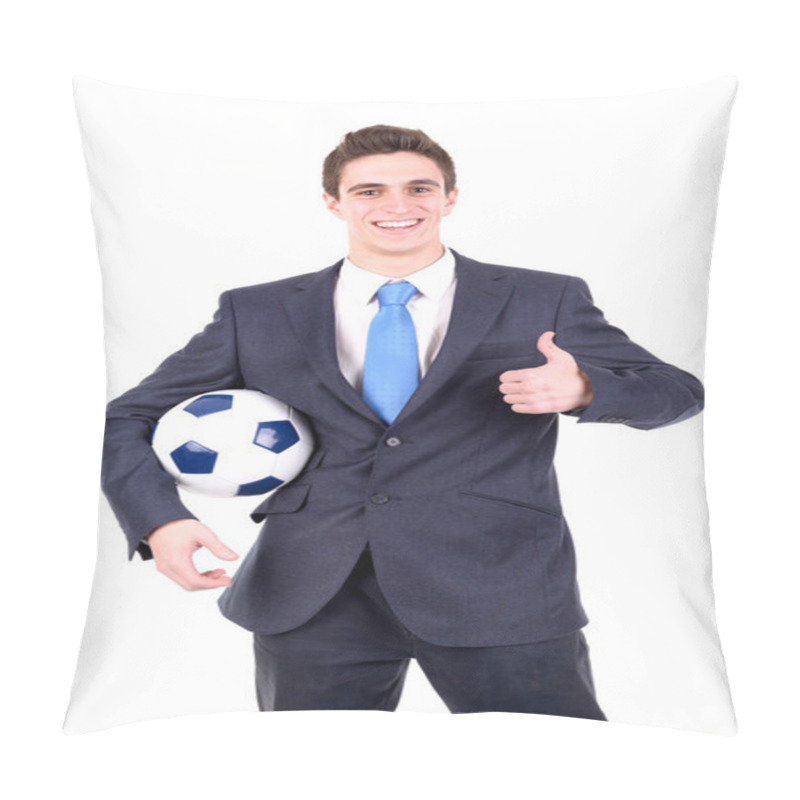 Personality  Businessman with soccer ball pillow covers