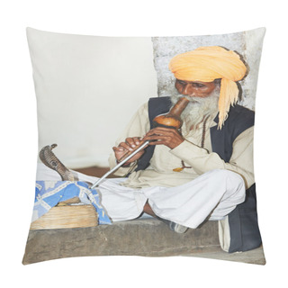Personality  Charmer Of Snake In India Pillow Covers