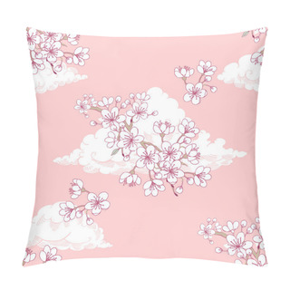 Personality  Seamless Pattern  With Sakura And Clouds Pillow Covers
