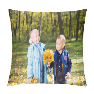 Personality  Happy Kids Playing In Autumn Woodland Pillow Covers
