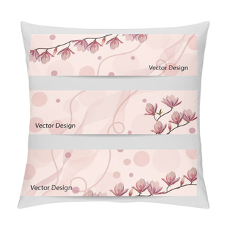 Personality  Set Of Horizontal Banners With Flowers Pillow Covers