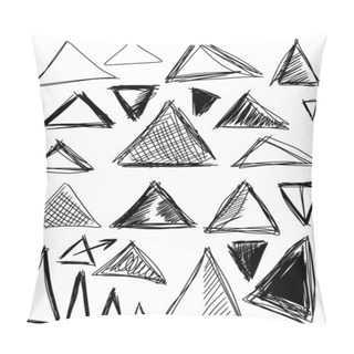 Personality  Doodle, Set Hand Drawn Shapes Triangle Pillow Covers