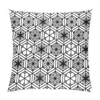 Personality  Seamless Pattern Based On Japanese Geometric Ornament .Black And White. Pillow Covers