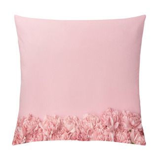 Personality  Top View Of Beautiful Tender Carnation Flowers Isolated On Pink Background    Pillow Covers
