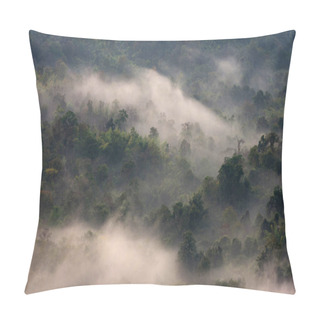 Personality  Aerial View Rain Forest And Morning Fog, Pang Puai, Mae Moh, Lampang, Thailand. Pillow Covers