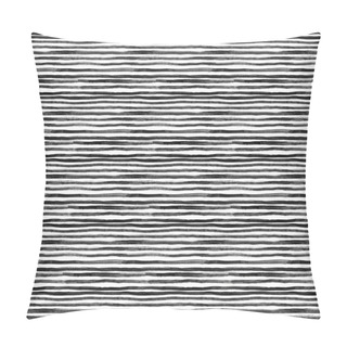 Personality  Black Ink Abstract Horizontal Stripes Background. Hand Drawn Lines. Ink Illustration. Simple Striped Background. Pillow Covers