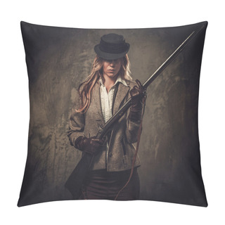 Personality  Lady With Shotgun And Hat  Pillow Covers