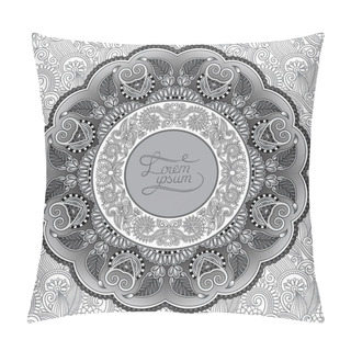 Personality  Grey Round Ornamental Frame, Circle Floral Background, Mandala P Pillow Covers