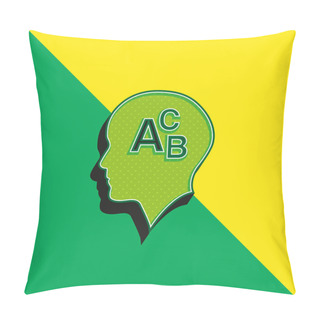 Personality  Bald Head With Alphabet Letters ABC Green And Yellow Modern 3d Vector Icon Logo Pillow Covers