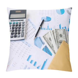 Personality  Business Accessories In Selective Focus, Items For Accounting, Marketing Strategy, Investment And Saving, Accounting And Stock Market. Pillow Covers