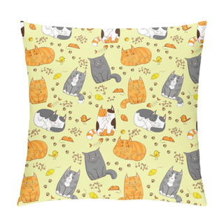 Personality  Cute Cats Seamless Pattern Pillow Covers