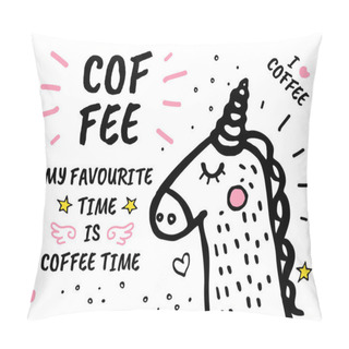 Personality  Coffee Time Is My Favourite Hand Drawn Doodles Pillow Covers