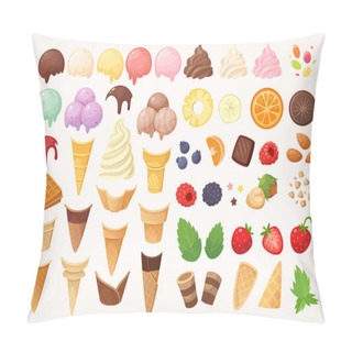 Personality  Elements To Create Your Own Ice Cream. Ice Cones, Cups, Scoops And Toppings.  Pillow Covers