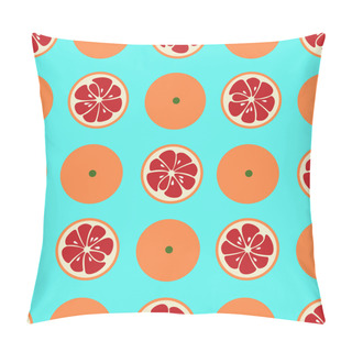 Personality  Cute Seamless Pattern With Red Grapefruit Slices On Blue Background Pillow Covers