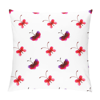 Personality  Red Watercolor Butterflies. Pillow Covers