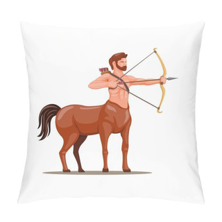 Personality  Centaur Archer. Mythical Creature Symbol For Sagittarius Zodiac Character Concept In Cartoon Illustration Vector Pillow Covers