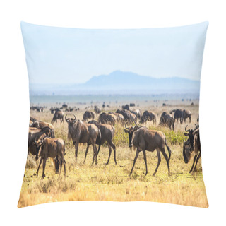 Personality  Herd Of Wildebeast Pillow Covers