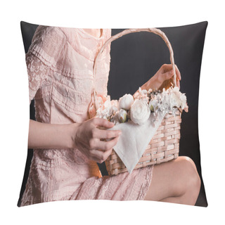 Personality  Woman With Flower Basket Pillow Covers