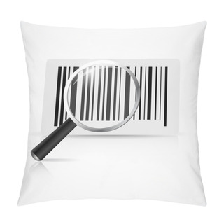 Personality  Vector Illustration Of Magnifying Glass With Barcode. Pillow Covers