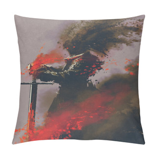 Personality  Dark Warrior In The Armor With The Sword Pillow Covers