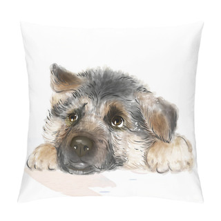 Personality  Portrait Of The German Shepherd Puppy Pillow Covers