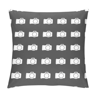 Personality  Photo Camera Web Icon. Flat Design. Seamless Gray Pattern. Pillow Covers