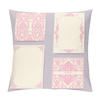 Personality  Set Collections Of Cards Vintage Design Elements. Patterns, Frames Pillow Covers