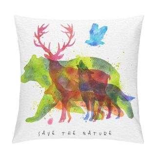Personality  Overprint Animals  On Watercolor Paper Pillow Covers