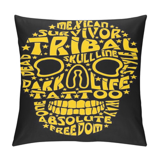 Personality  Tattoo Tribal Skull Vector Art Pillow Covers