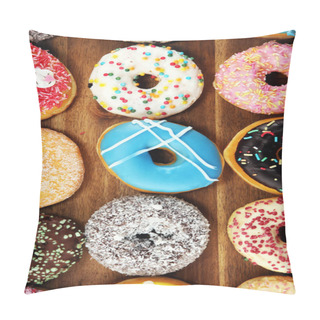 Personality  Donuts In Different Glazes With Chocolate Pillow Covers