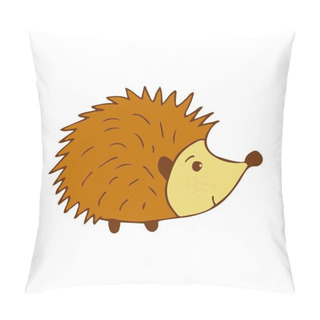 Personality  Cute Hedgehog Colorful Doodle Illustration On White Background. Forest Animal With Prickly Needles Vector Pillow Covers