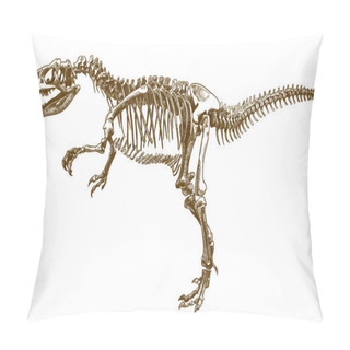 Personality  Engraving Illustration Of Tyrannosaurus Skeleton Pillow Covers