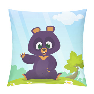 Personality  Cartoon Happy Himalayan Bear Sitting In The Green Meadow Pillow Covers
