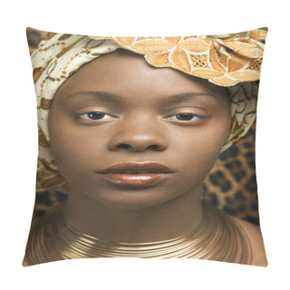 Personality  Close-up Of Young African American Woman In Traditional African Dress Pillow Covers